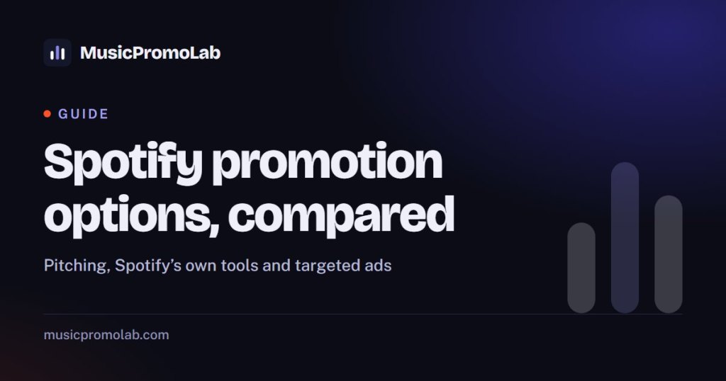 MusicPromoLab guide: Spotify promotion options, compared. Pitching, Spotify’s own tools and targeted ads.